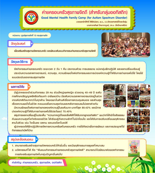 ค่ายครอบครัวสุขภาพจิตดี (สำหรับกลุ่มออทิสติก)